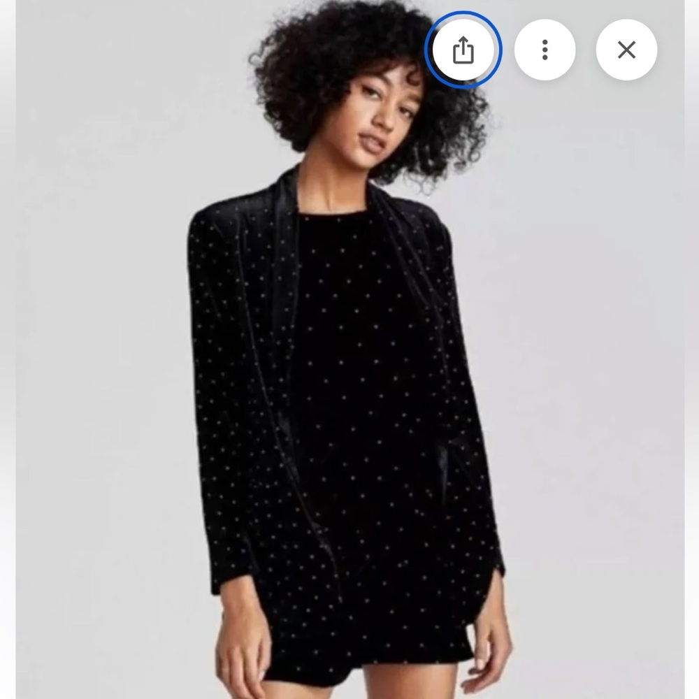 Zara Black Velvet Blazer with Stud Accents